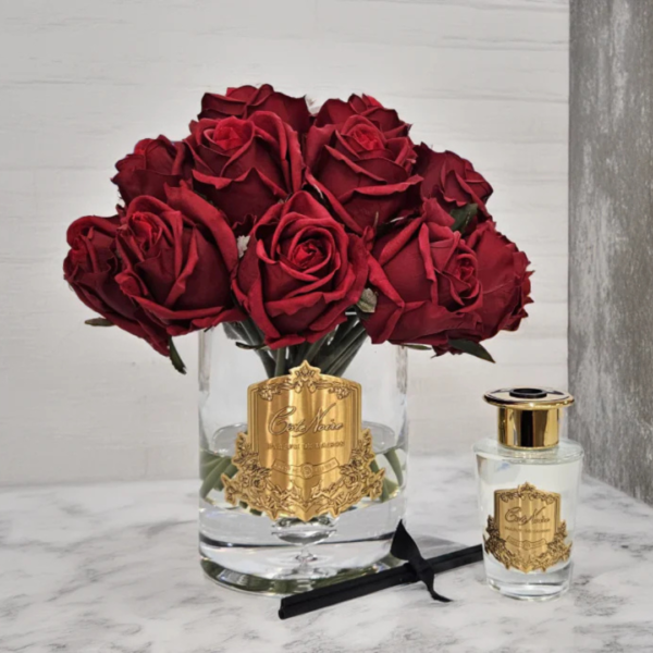 Perfumed Roses grand bouquet, crystal glass + spray