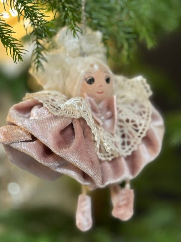 Handmade doll-angel ornament (blush pink) - Image 2