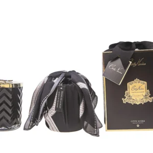Cote Noire - Herringbone Candle With Scarf - Black & Gold - Red bee