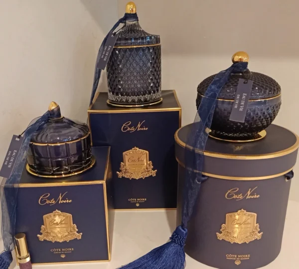 Grand Navy & Gold Art Deco Candle - Eau de Vie 600g - Image 2
