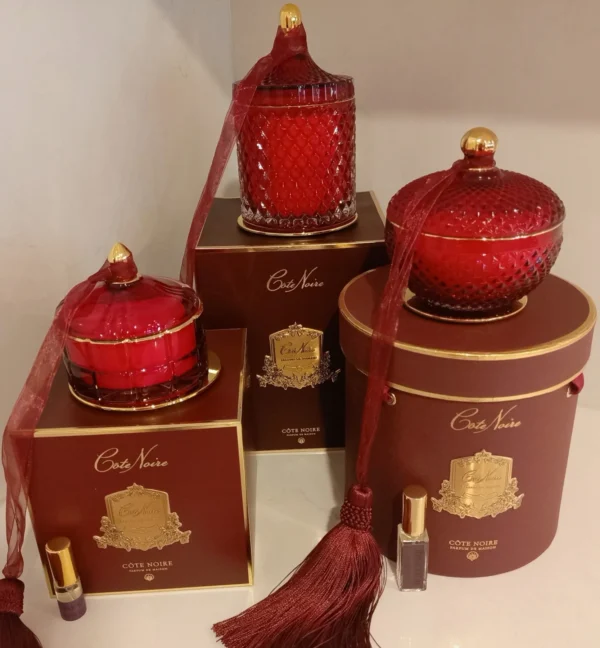 Grand Red & Gold Art Deco Candle - Rose Oud 600g - Image 3