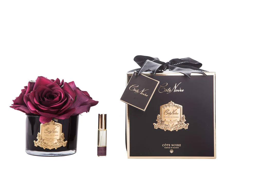 Cote Noire Perfumed Natural Touch 5 Roses - Black - Carmine Red
