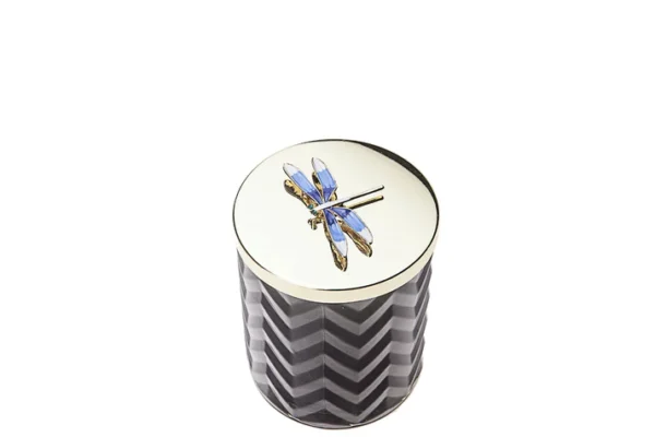 Herringbone Candle With Scarf Eau de Vie- Navy & Dragonfly lid - Image 2