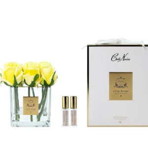 COUTURE SQUARE 9 ROSE BUDS CLEAR GLASS GOLD - Yellow