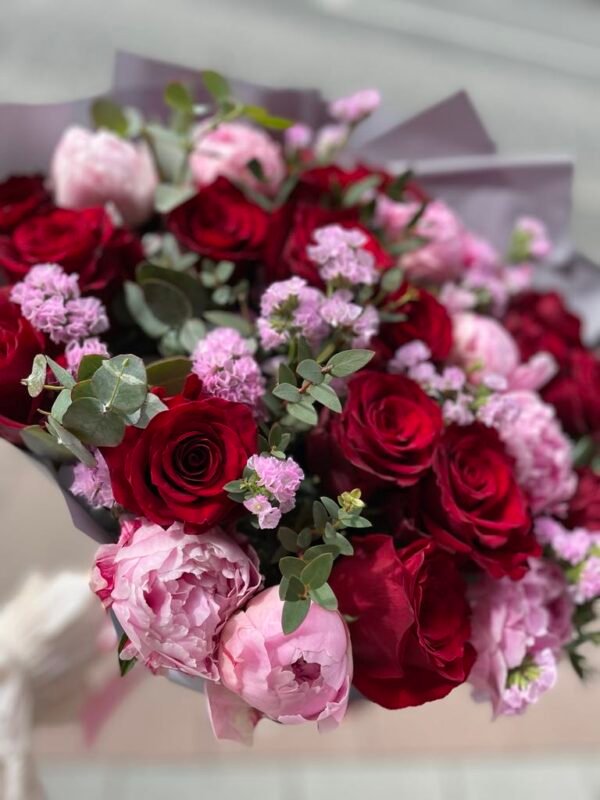 "Summer Love" Bouquet (Peonies and Red Roses Mix)