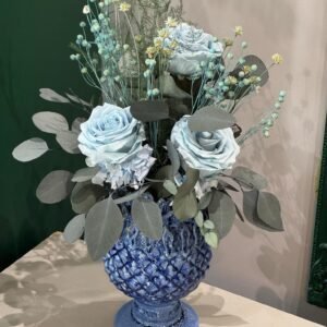 Preserved Flowers with Ceramic Vase (Blue)