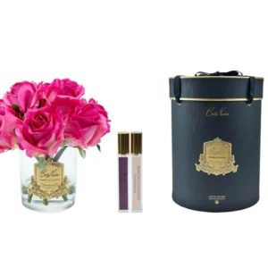 ROSE BOUQUET CLEAR GLASS - GOLD BADGE - MAGENTA