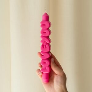 Taper Candle LOVE YOU (Pink)
